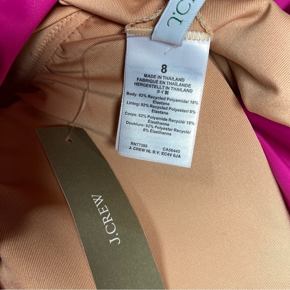 NEW J. Crew Ruched Ruffle One Piece Swimsuit Deep V Neck Size 8 Radiant Fuchsia - Picture 6 of 9